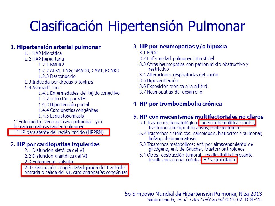 Como clasificación hipertensión pulmonar